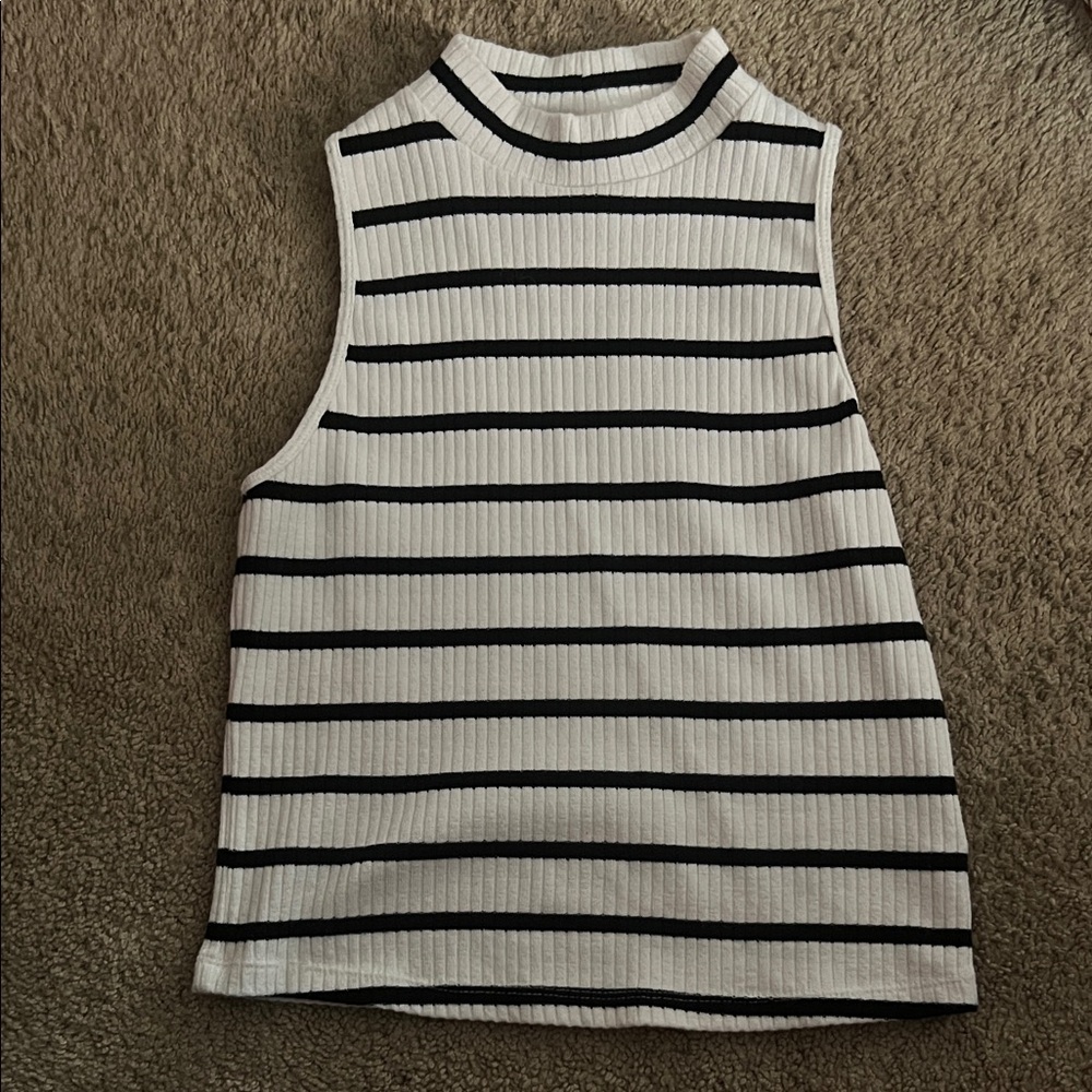 Old Navy Black and White Striped Tank Top